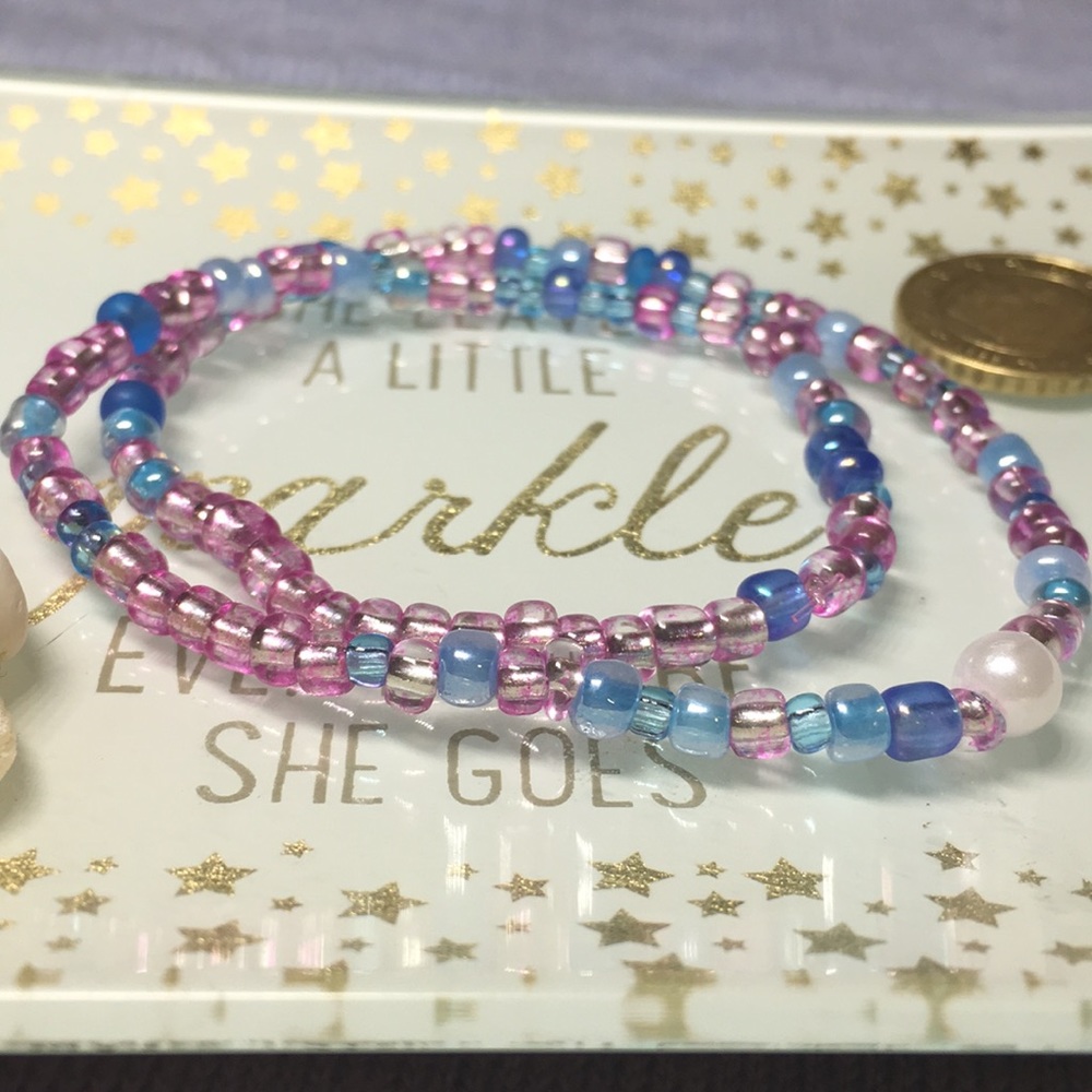 Marble Beaded Choker - Pink and Blue - Picture 3 of 4